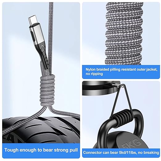 Durcord USB C to USB C Cable, 2Pack 60W 10ft USB C Charger Cable Fast Charging for Android Phone Pad, Type C to Type C Charger Braided USB Cable Compatible with iPhone 15/Pro/Plust/Max Silver