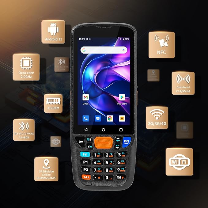 NETUM Android 11 Handheld Barcode Scanner Terminal Mobile Computer, Wi-Fi 4G BT NFC PDA for Inventory Warehouse, Retails Management (Q500 PDA)