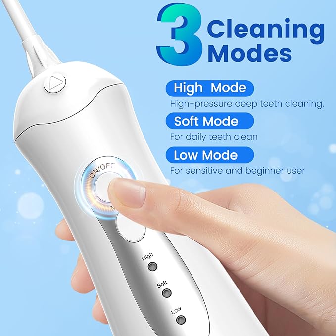 WellLeo Water Flossers for Teeth, Portable Oral Irrigator Rechargeable Water Dental Flosser Pick with High Pressure 5 Jet Tips, IPX7 Travel Water Flossing for Brace Teeth Cleaner Gum Care