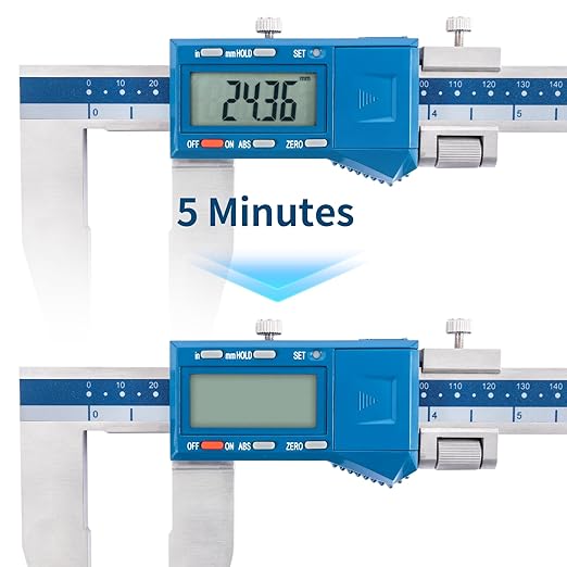 Dasqua 0-12"/300mm Heavy Duty Long Jaw Absolute Origin Digital Caliper, IP54 Stainless Steel Electronic Measuring Tool, in/mm Conversion, Accurary ±0.002"/0.04mm, Resolution 0.0005"/0.01mm