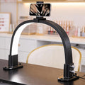 Half Moon Light for Nail Desk, Portable Nail Light for Desk with Phone Holder, Stepless Adjustment of Brightness and Color Temperature, Desk Lamp for Nail Tech, Eyelash, Tattoo, Makeup (Black)