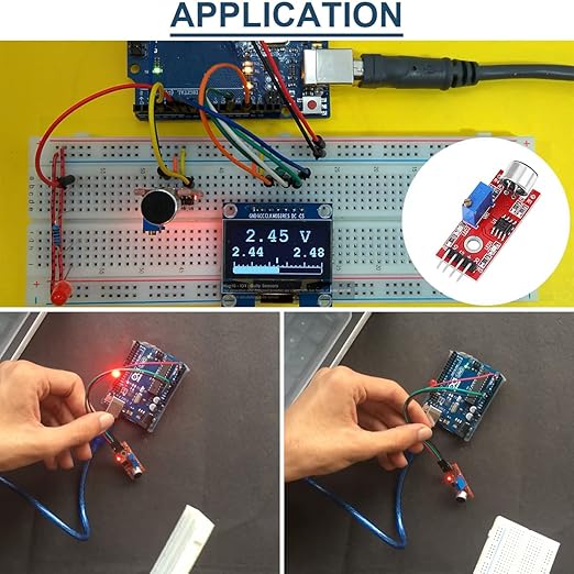 DAOKAI 5PCS High Sensitivity Microphone Sensor Module Two Channels Sound Detection Control Switch Module PIC AVR(Red) DC5V for Arduino, with Dupont Wire
