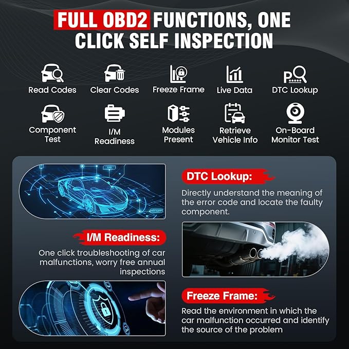 2026 BOSSCOMM IF740 OBD2 Scanner, 4 Systems ABS/SRS/Transmission/Check Engine Code Reader Scan Tool with Oil＆Throttle Resets, Car Scanner Diagnostic Tool for All Cars, Lifetime Free Update