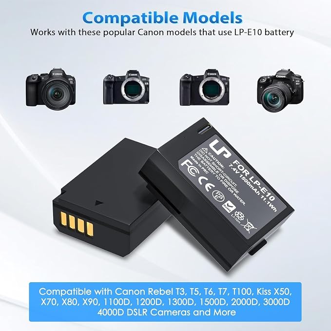LP LP-E10 Battery 2-Pack 1500mAh USB-C Fast Charging - Image 2