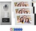 ANJIELO SMART Wired Video Multifamily Apartment Intercom System,2/3/4/6/8/10/12 Units 7 inch Monitor Video Door Phone Kit,Video Doorbell, ID Card Unlock, 2 Way Audio for Home (1 doorbell + 3 Monitor)