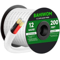 BAHIWOM Fire Safety CL2 Speaker Wire in-Wall & in-Ceiling 12 Gauge Wire 200 FT CCA Cord 2 Conductors Red Black Speaker Cable for Indoor Home Theater System,Car Audio Soft White Jacket