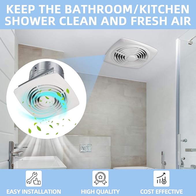8 Inch Bathroom Exhaust Fan Ceiling Mount 200 CFM 8.5 Sones Kitchen Exhausts Fans,505 Exhaust Fan for Broan-NuTone,Vertical Discharge Ceiling Ventilation Fan for Bathroom Kitchen Laundry Room Garage