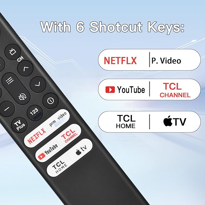 for TCL Google TV Remote, RC813 for Voice Replacement Control,for Android Mini-LED QLED 4K UHD Smart Television, with 6 Shortcut Buttons for NEIFLX/Prime/YouTube/TCL/Apple TV Buttons