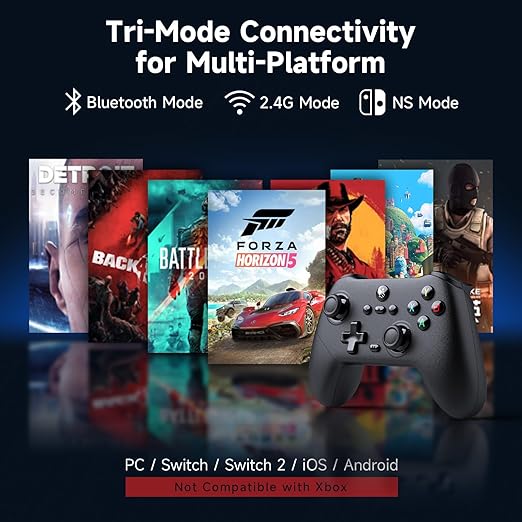 AceGamer Pluto 2.4G Wireless Bluetooth Controller for PC/Switch/Switch 2/iOS/Android/Steam,TMR Joysticks,Hall Effect Triggers,4-Motors Vibration,1000Hz Polling Rate,Force-balanced Lever Bumpers,Pragrammable Back Buttons