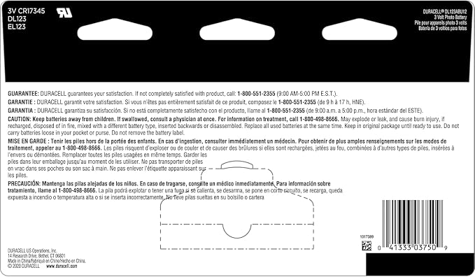 Duracell CR123A 3V Lithium Battery, 3 Volt High Power - Image 2