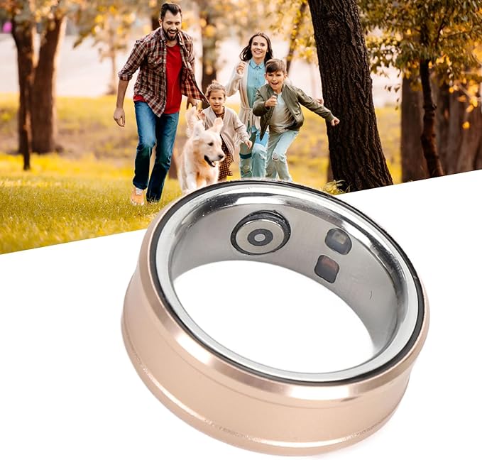 FOSA Smart Health Ring, NFC Sleep Monitor with Temperature Tracking, Step Counter, IP68 for Video Scrolling, Book Page Flipping (Gold)