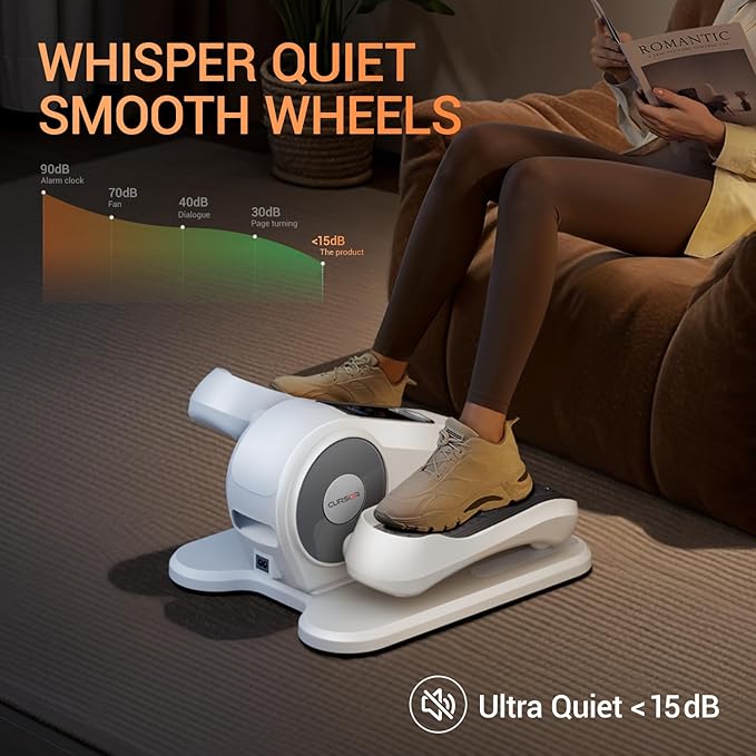 Under Desk Elliptical Machine, Electric Seated Pedal Exerciser, Min Leg Exerciser with Remoter, 12 Level Speeds, Forward & Reverse Direction, Manual & Auto Mode for Home Office