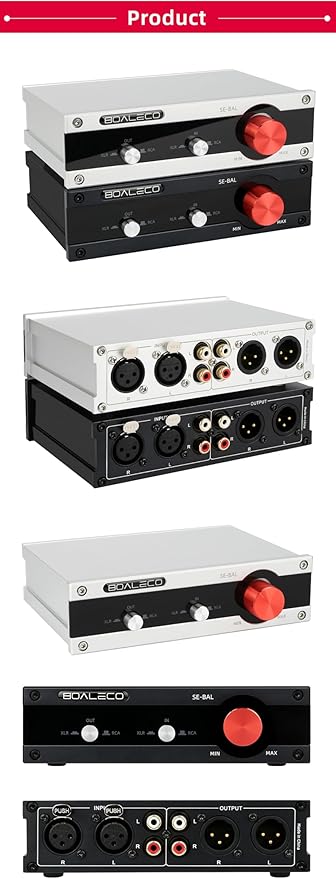 SE-BAL Audio Switch RCA XLR 2-IN-2-OUT HiFi Balanced Stereo Audio Switcher, Premium Selector Splitter Box with Volume Controller