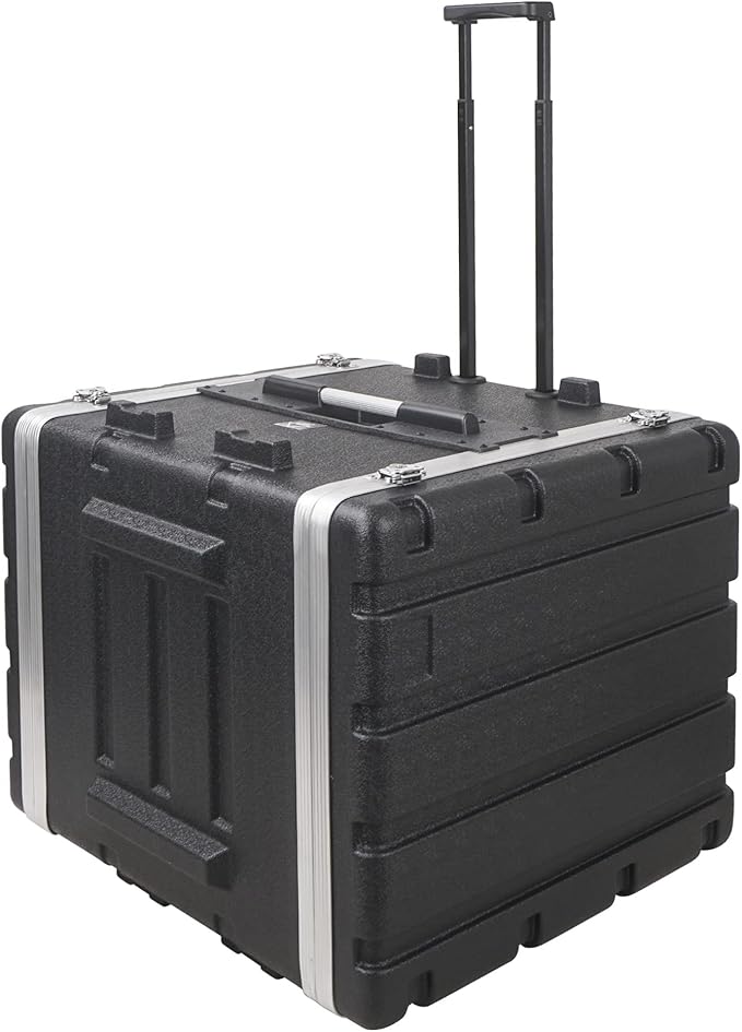 Sound Town Lightweight 12U PA DJ Rack/Road Case with 11U Rack Space, ABS Construction, 19" Depth, Retractable Handle, Wheels and Heavy-Duty Latches (STRC-A12UT)