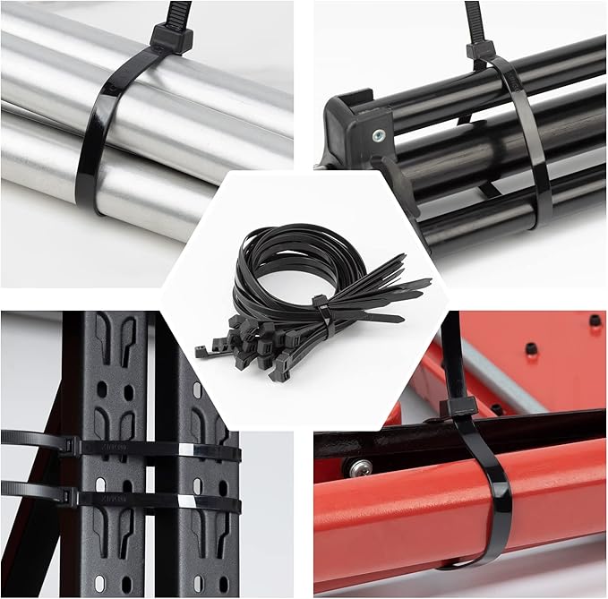 XINGO 12 inch Black Zip Ties Heavy Duty 100 PCS, 200 LBS Ultra Strong Plastic Wire Ties, Large Cable Ties Extra Long Tie Wraps, Indoor and Outdoor UV Resistant