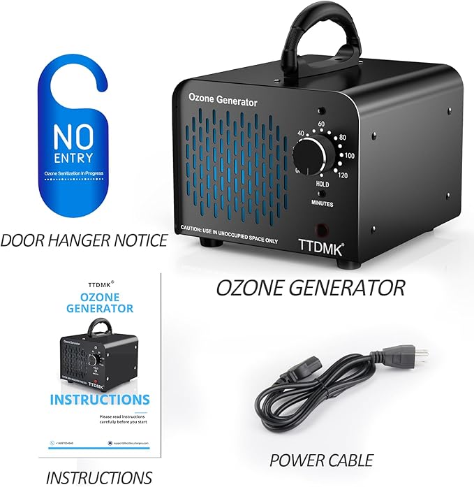 Ozone Generator 98,000mg/h, Commercial Ozone Machine Odor Removal, High Capacity Ozone Machine, Home Ozone Generator for Car, Home, Smoke, Pet, etc (Black) - by TTDMK