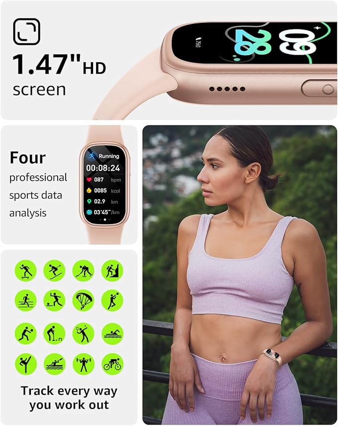 BUTFORFIT Fitness Tracker (Answer/Make Call), Smart Watch with 1.47" HD Touch Display, 130+ Sport Modes Activity Tracker with Sleep Monitor, IP68 Waterproof Tracker for Android&iPhone Women Men