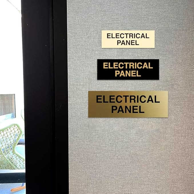 All Quality Basic Electrical Panel Sign - Fire Regulation Safety Compliance Sign - Ivory/Dark Brown - Large (1 Pack)