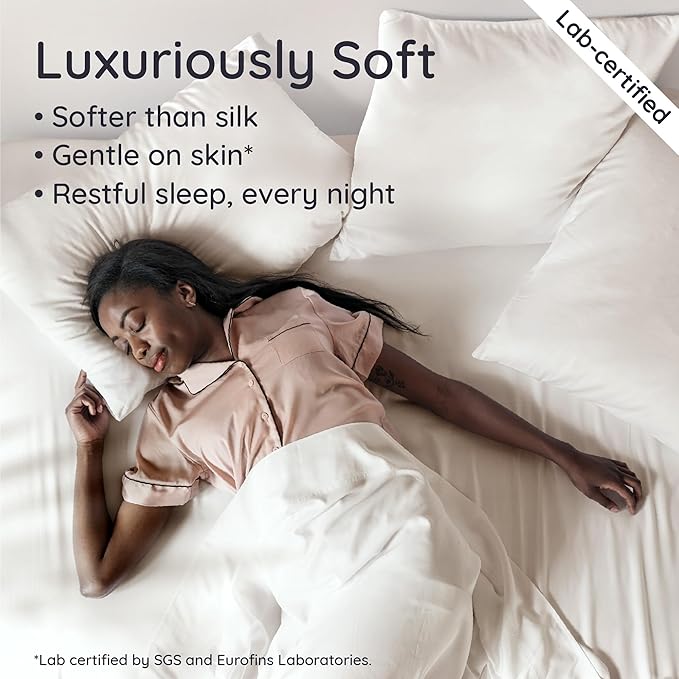 Bambaw 100% Viscose Derived from Bamboo King Fitted Sheet with Elastic Corner Straps, Cooling Fitted Sheet King Size, 16’’ Pocket King Bottom Fitted Sheet Only, Breathable & Soft Fitted Sheet (Ivory)