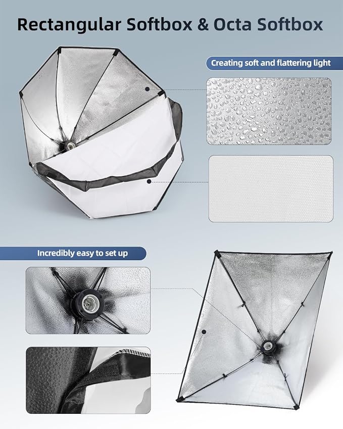 Skytex Softbox Lighting Kit 3Pack, 20x28in Soft Box | 135W 5500K E27 Bulb - Image 4