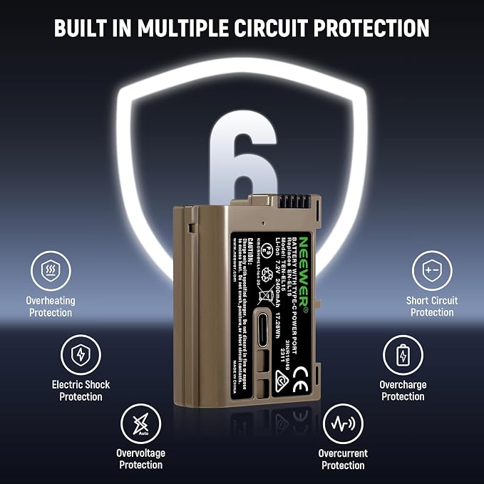 Neewer 2400mAh EN-EL15c Replacement Camera Battery - Image 8