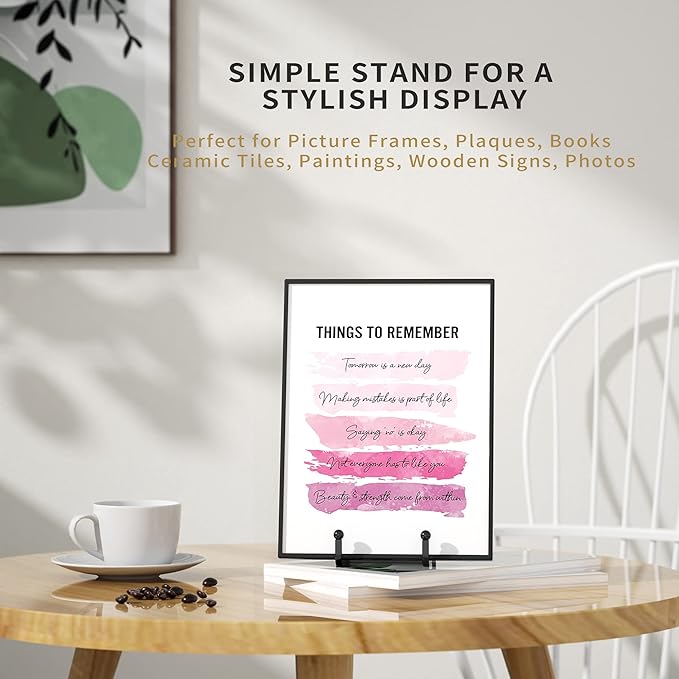 IPAME Plate Stands for Display - 4.5 Inch Metal Square Wire Plate Holder Display Stand + Picture Frame Stand Holder Easel for Book, Decorative Plate, Plaque, Photo, Platter (Black 2 Pack)