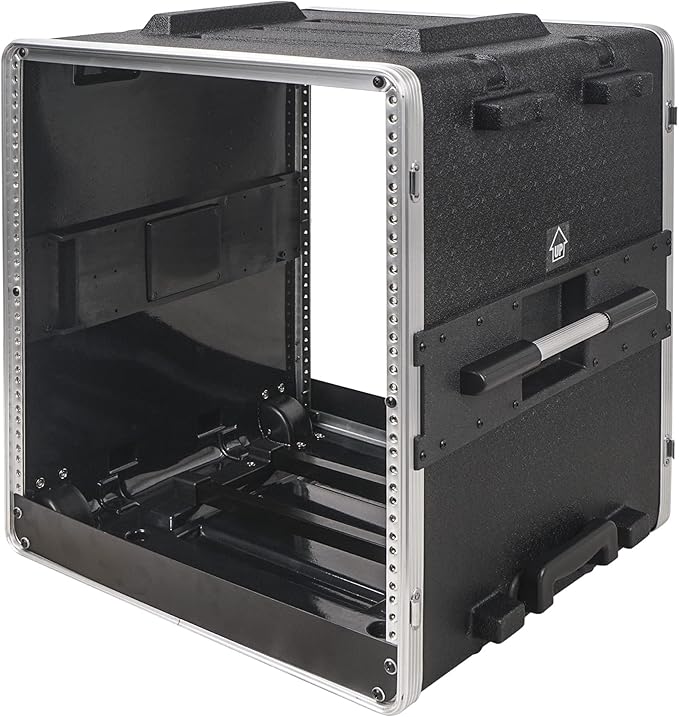 Sound Town Lightweight 12U PA DJ Rack/Road Case with 11U Rack Space, ABS Construction, 19" Depth, Retractable Handle, Wheels and Heavy-Duty Latches (STRC-A12UT)