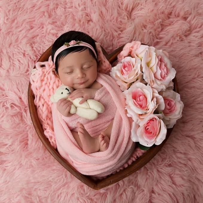 Newborn Posing Wrap Newborn Photography Props Soft Stretch Knit Blanket - Image 6