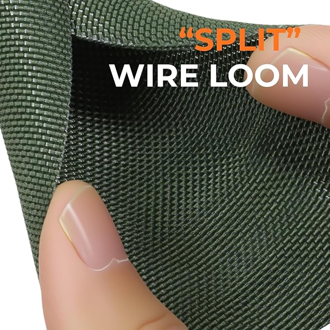 HOLED 1/8 inch Split Braided Cable Management Sleeve for USB Cable Power Cord Audio Video Cable, Wire Loom Cord Protector from Cat Dog Chewing (Dark Green, 10FT)