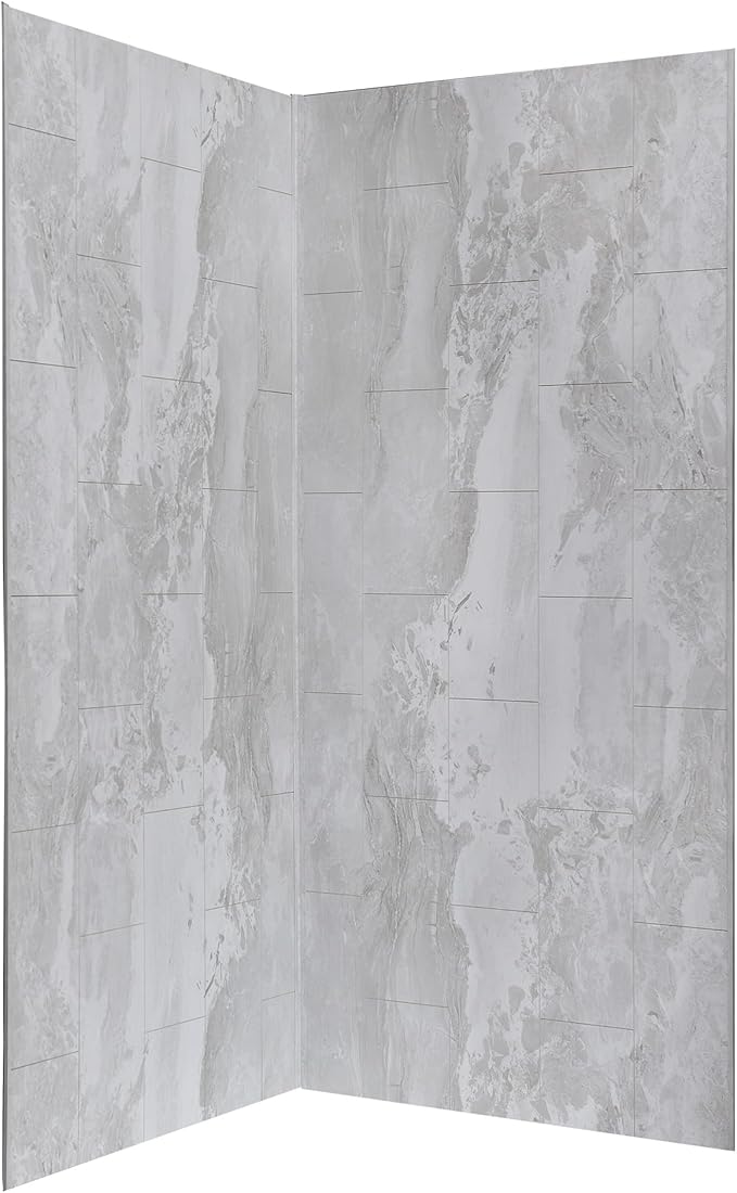 Palisade 78in x 36in x 36in Waterproof Vinyl Corner Shower Surround Kit with Accessories in Urban Fjord