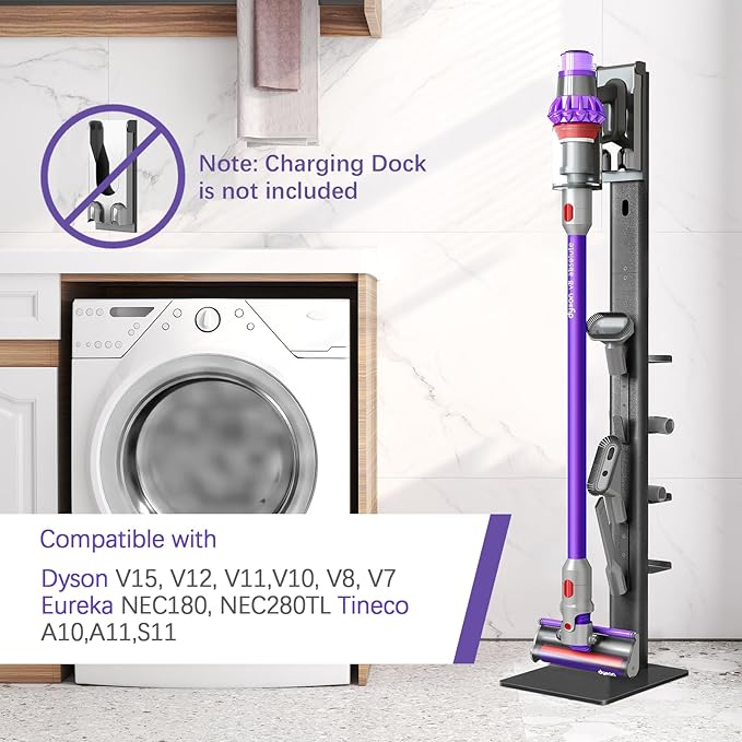 XIGOO Storage-Stand-Docking-Station-Holder Compatible with V15 Detect V11 V10 V8 V7 V6 Cordless Vacuum Cleaners, Stable Metal Organizer Rack(White, 5 Hooks)
