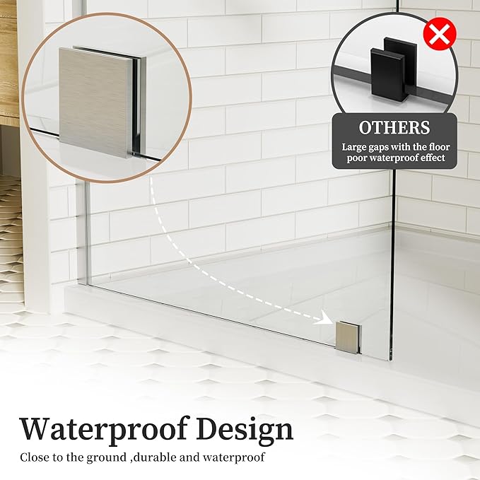 36" W x 76" H Fixed Glass Shower Panel, Frameless Shower Glass Panel with Nano Coating,5/16" (8mm) Clear SGCC Tempered Glass Panel for Walk In,Chrome