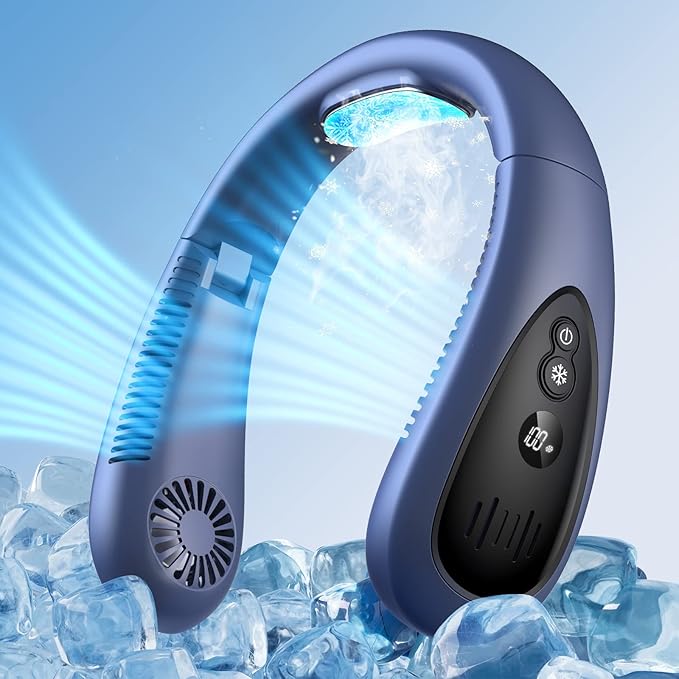 GAITIR Neck Air Conditioner, Portable Neck Fan with Cooling Plate 360°Cooling Airflow, 5000mah Rechargeable USB Fan Hands Free Bladeless Wearable Foldable Mini Fan for Men Women Home Office Outdoor