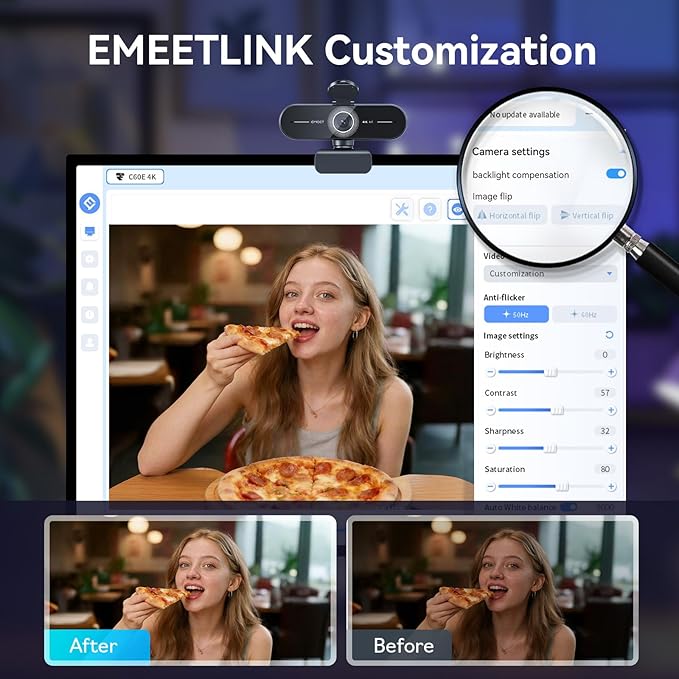 EMEET C60E 4K Webcam for Streaming & Gaming – PDAF Autofocus, Dual Mics, Live Streaming Camera with Auto Light Correction, Plug & Play USB Webcam for PC & Mac