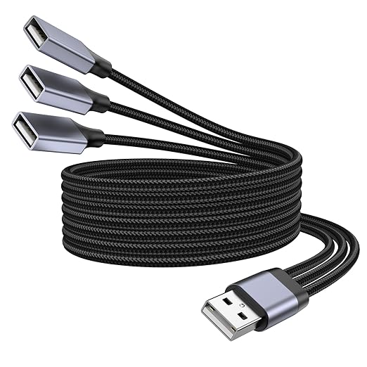 KAYQINHO USB Y Splitter, 3.3FT USB A Male to 3 Female Extension Cable, USB Splitter 1 in 3 Out Support Charging and Data Transfer for Printer/Keyboard/Flash Drive/PlayStation/Laptop/LED Etc.