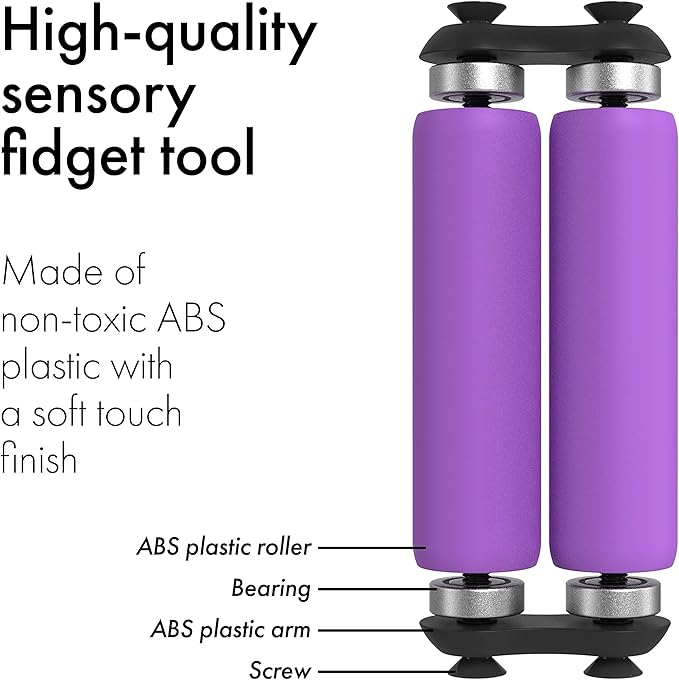 ONO Roller - Handheld Fidget Toy for Adults | Help Relieve Stress, Anxiety, Tension | Promotes Focus, Clarity | Compact, Portable Design (Purple, Junior Size - ABS Plastic)