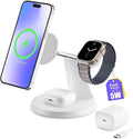 3-in-1 Wireless Charging Station for Apple Devices - Fast Charging Station for iPhone and Watch with MagSafe, Stable Charger Stand for iPhone 17 Air 16 15 14 13 12 Series & iWatch & AirPods