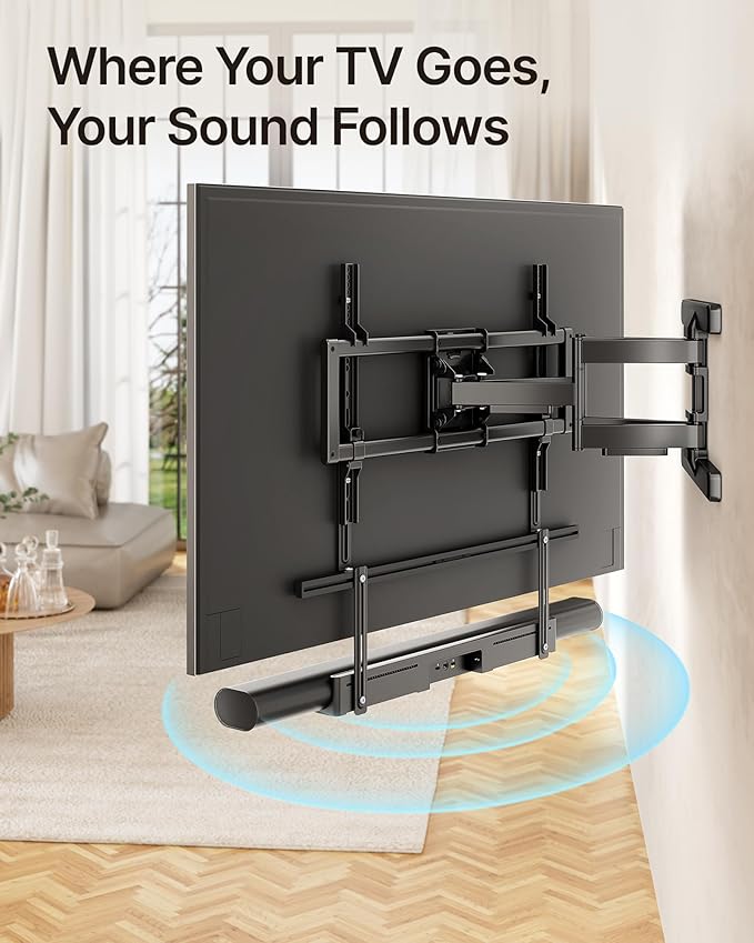 monTEK Soundbar Mount up to 22 lbs fits Sonos Arc/Arc Ultra/Beam/Ray/Playbar, Bose Soundbar 500/700, Samsung & Sony & LG & JBL, Adjustable Soundbar Mount Under TV, Black