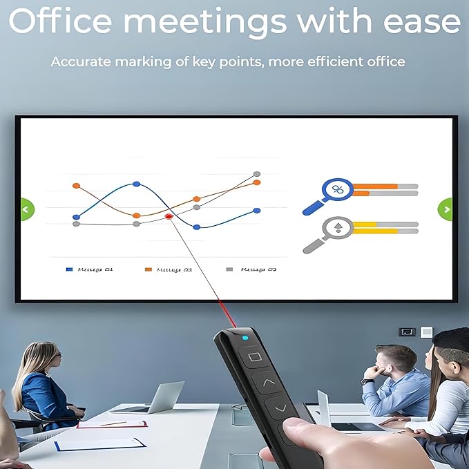 [M Monoie] Wireless Presenter, 2.4GHz Control Presentation PPT PowerPoint Clicker for Keynote, Laptop, Google Slides - Supports Hyperlinks & Tactile Buttons