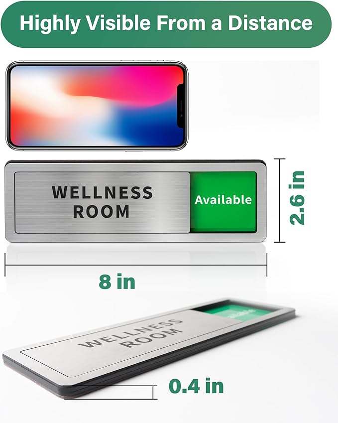 Meeting Room Sliding Door Signs Do Not Disturb, In Use/Available Slider Sign for Home Office Conference Vacant Occupied Privacy Slide Door Sign，Brushed Silver