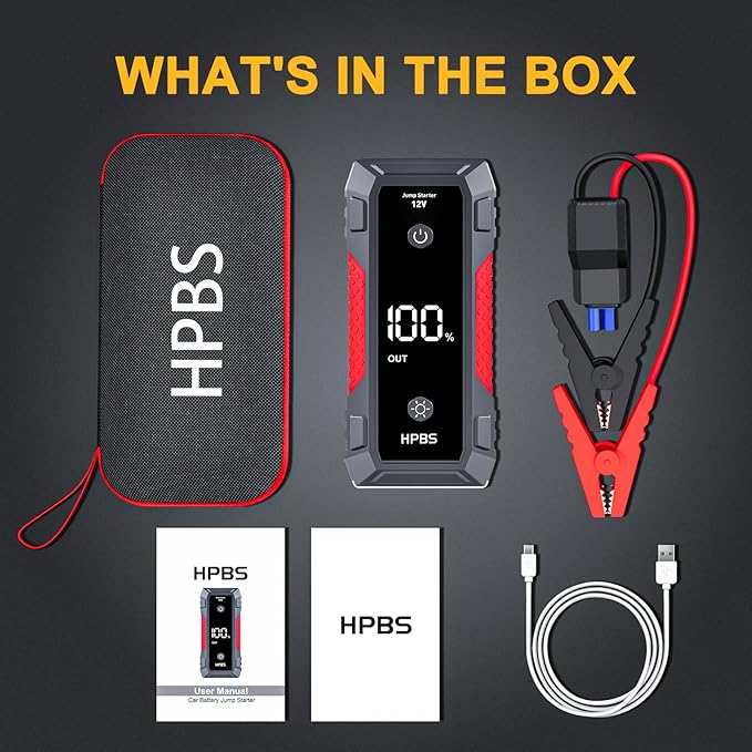 HPBS H50 Jump Starter - 5000A Jump Starter Battery Pack for Up to 10.0L Gas and 8.0L Diesel Engines, 12V Car Battery Jumper Starter Portable with 3.0" LCD Display, Jump Box