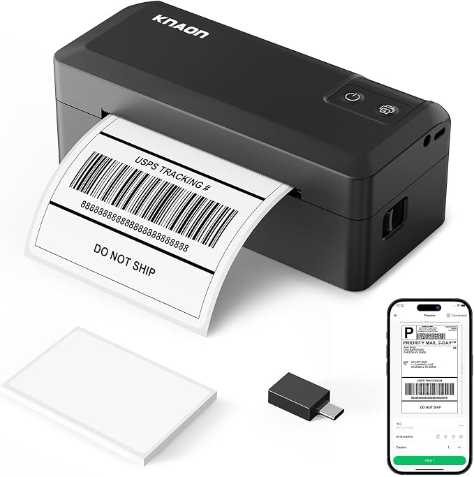 KNAON Shipping Thermal Label Printer, 4x6 Portable Label Printer, Support iPhone by KNAON