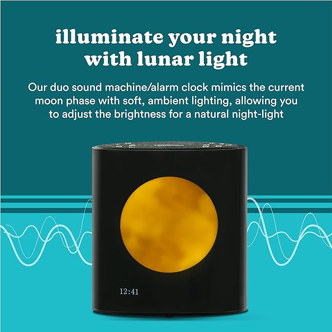 Homedics Sound Sleep Moon Dream Sound Machine and Alarm Clock, Enhance Sleep,18 Soothing Sounds, Lunar Display, Bluetooth® Connectivity Speaker, and Adjustable Brightness