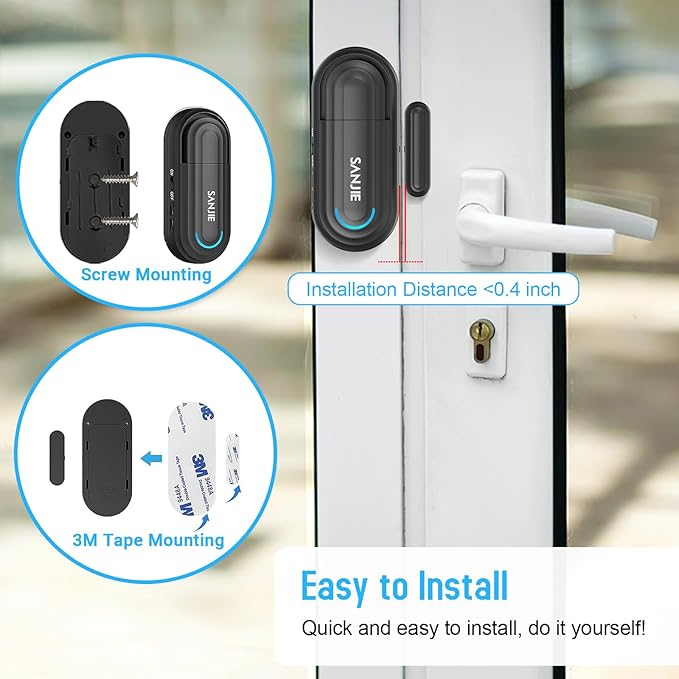 Pool Door Alarms for Home Security Loud, 0-120 Db Volume Ajustable with 4 Modes, Wireless Door Alarm with Remote for Kids Safety/Dementia Patients/Home/Pool (2 Sensor & 1 Remote)