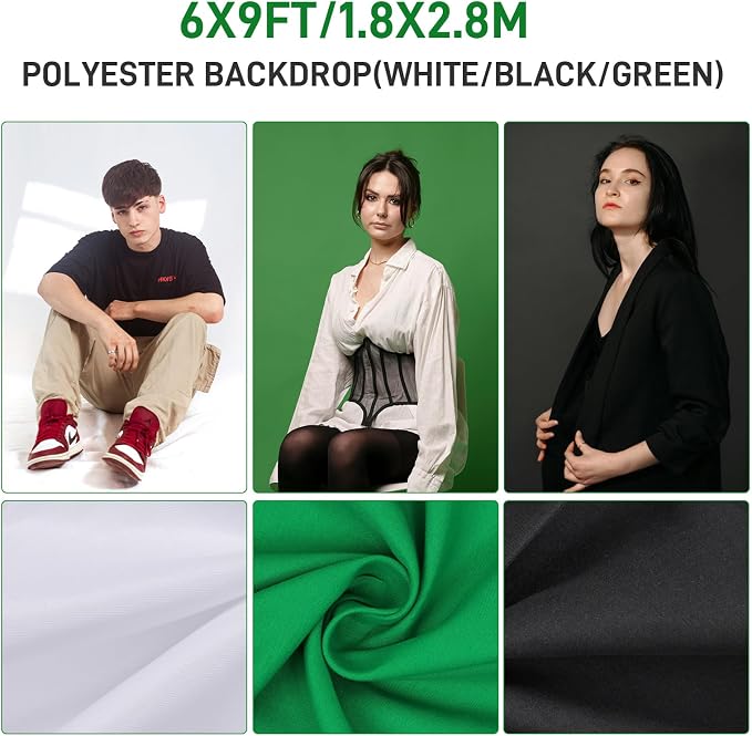 Photography Lighting kit with Backdrops, 8.5x10ft Backdrop Stands, Zyernar LED - Image 6