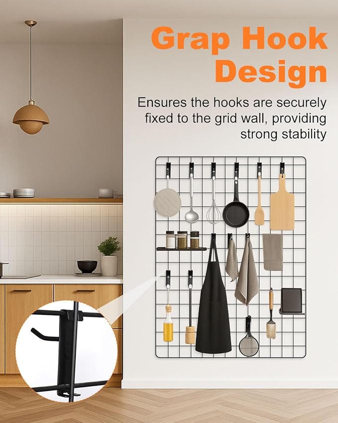 Alffun 50 Pack Grid Wall Hooks, 4 Inch Heavy Duty Wire Grid Display Hooks, Gridwall Accessories for Retail, Craft Shows, Garage Storage, and Home Organization, Black