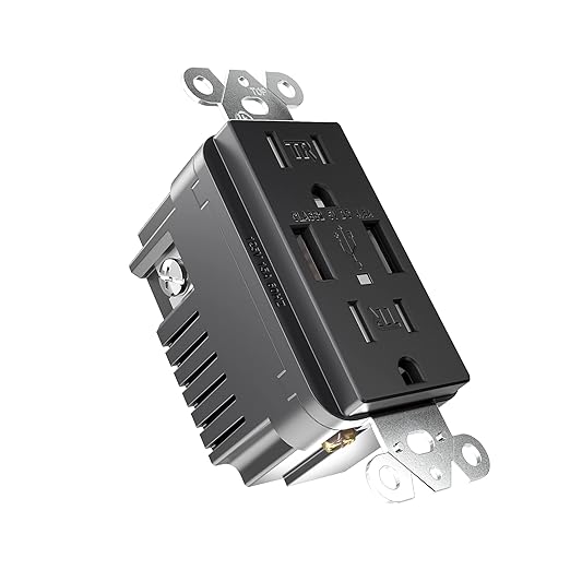 EverElectrix 2-Pack 4.8A Black Wall Outlet With USB Ports - 15Amp Duplex Tamper Resistant Charger, UL Listed, Electrical Receptacle With Dual USB