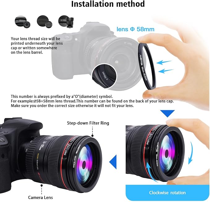 58mm Lens to 40.5mm Camera Lens Adapter, 58mm-40.5mm Filter Step-Down Ring - Image 4