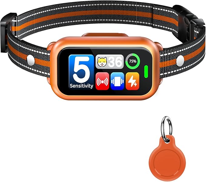 Dog Bark Collar, 1 Second Stop Barking, Smart Humane Training Collar with Beep Vibration & Shock, Rechargeable Ultra-Light, IP67 Waterproof, 5 Adjustable Sensitivity