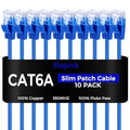 Rapink Patch Cables Cat6a 0.5ft (10 Pack) Slim, Cat6a Ethernet Patch Cable 10G Support, Snagless Cat 6 Patch Cable for Patch Panel to Switch, Flexiable Cat 6a Ethernet Cable with Gold Plated
